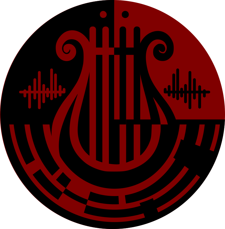 The orpheus logo is the symbol of a stylized, lute-like antique harp