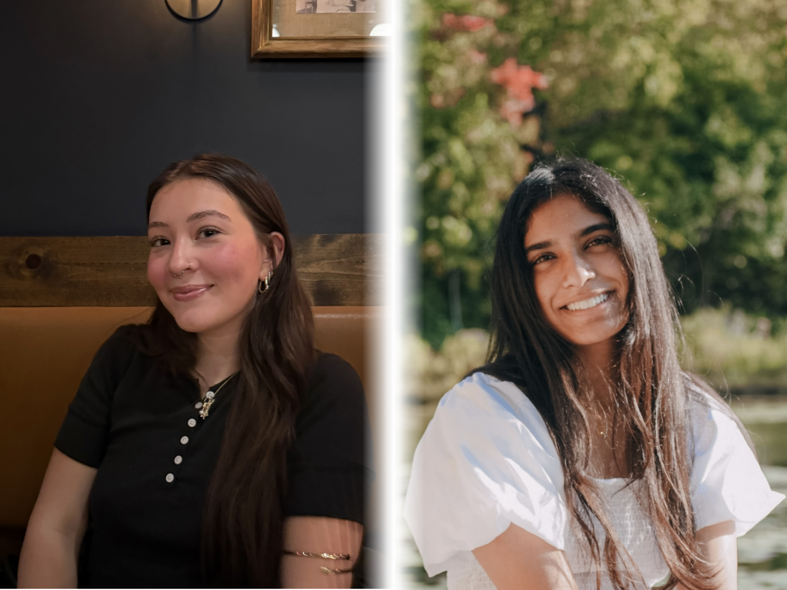 A double photograph of the new students Rosa and Ifra